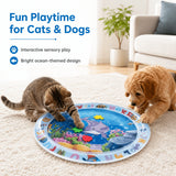 Load image into Gallery viewer, BDTGP Pet Water Play Mat for Cats And Dogs, Inflatable Ocean-Themed Toy with Floating Shapes, Indoor And Shaded Outdoor Activity Mat, Without Battery