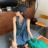 Load image into Gallery viewer, Sleeveless Strap Dress Women Summer Single-Breasted Pockets