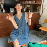Load image into Gallery viewer, Sleeveless Strap Dress Women Summer Single-Breasted Pockets