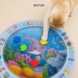Load image into Gallery viewer, BDTGP Pet Water Play Mat for Cats And Dogs, Inflatable Ocean-Themed Toy with Floating Shapes, Indoor And Shaded Outdoor Activity Mat, Without Battery