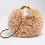 Load image into Gallery viewer, Women's Fashion Long Fur Wool Bag beach Faux Wool Fur Shoulder Bag Ladies Faux Furs Handbag Luxury Mongolian Sheep Fur Bags