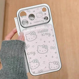 Load image into Gallery viewer, INS Electroplated Leather Hellokitty Phone Case for iPhone 17 Pro 15 14 16 Pro Max Fundas with Plush Pendant Strap Cute Cases
