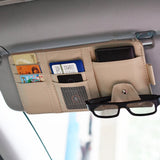 Load image into Gallery viewer, Car Glasses Storage PU Leather Multi-Function Sun Visor Point Organizer Storage Pocket Auto Sunglasses Holder Cards Organizer