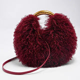 Load image into Gallery viewer, Women's Fashion Long Fur Wool Bag beach Faux Wool Fur Shoulder Bag Ladies Faux Furs Handbag Luxury Mongolian Sheep Fur Bags