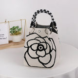 Load image into Gallery viewer, Mini Knitted Bucket Bag Women Small Handbag Geometric Colorblock Wristlet Purse With Detachable Handle
