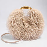 Load image into Gallery viewer, Women's Fashion Long Fur Wool Bag beach Faux Wool Fur Shoulder Bag Ladies Faux Furs Handbag Luxury Mongolian Sheep Fur Bags