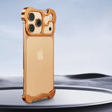 Load image into Gallery viewer, Irregular Metal Bumper Phone Case For IPhone 18 17 16 15 14 13 12 Pro Max Plus Lens Film Protect Bare Aluminum Shockproof Cover