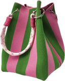 Load image into Gallery viewer, Mini Knitted Bucket Bag Women Small Handbag Geometric Colorblock Wristlet Purse With Detachable Handle