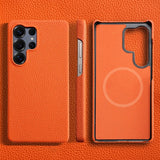 Load image into Gallery viewer, for Magsafe Case for Samsung Galaxy S26 S24 S25 Ultra Plus Natural Cowhide Leather Magnetic Protector Luxury Phone Back Cover