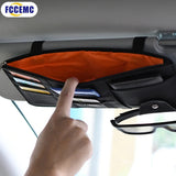 Load image into Gallery viewer, Car Glasses Storage PU Leather Multi-Function Sun Visor Point Organizer Storage Pocket Auto Sunglasses Holder Cards Organizer