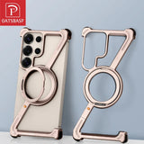 Load image into Gallery viewer, Oatsbasf Metal Frameless Phone Case for Samsung Galaxy S25 S24 Ultra with Stand 360° Rotation Magsafe Bumper Protective Cover