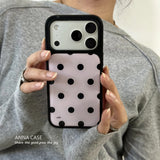 Load image into Gallery viewer, Korean Pink Background Polka Dots Black Border Drip Glue Phone Case For iPhone 17 Back Cover