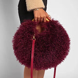 Load image into Gallery viewer, Women's Fashion Long Fur Wool Bag beach Faux Wool Fur Shoulder Bag Ladies Faux Furs Handbag Luxury Mongolian Sheep Fur Bags