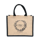 Load image into Gallery viewer, Custom Logo Natural Black Jute Bag Hessian Shopper Tote Bags With Strong Handles