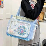 Load image into Gallery viewer, Y2k New Sweet Ita Shoulder Bag Lolita Girl Transparent Crossbody Bag Women Large Capacity Lace Tote Bag Cute DIY Display Handbag