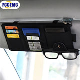 Load image into Gallery viewer, Car Glasses Storage PU Leather Multi-Function Sun Visor Point Organizer Storage Pocket Auto Sunglasses Holder Cards Organizer