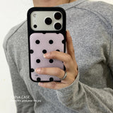 Load image into Gallery viewer, Korean Pink Background Polka Dots Black Border Drip Glue Phone Case For iPhone 17 Back Cover