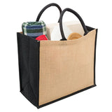 Load image into Gallery viewer, Custom Logo Natural Black Jute Bag Hessian Shopper Tote Bags With Strong Handles