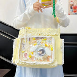 Load image into Gallery viewer, Y2k New Sweet Ita Shoulder Bag Lolita Girl Transparent Crossbody Bag Women Large Capacity Lace Tote Bag Cute DIY Display Handbag