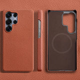 Load image into Gallery viewer, for Magsafe Case for Samsung Galaxy S26 S24 S25 Ultra Plus Natural Cowhide Leather Magnetic Protector Luxury Phone Back Cover