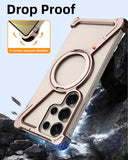 Load image into Gallery viewer, Oatsbasf Metal Frameless Phone Case for Samsung Galaxy S25 S24 Ultra with Stand 360° Rotation Magsafe Bumper Protective Cover