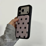 Load image into Gallery viewer, Korean Pink Background Polka Dots Black Border Drip Glue Phone Case For iPhone 17 Back Cover