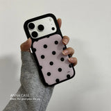 Load image into Gallery viewer, Korean Pink Background Polka Dots Black Border Drip Glue Phone Case For iPhone 17 Back Cover