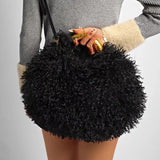 Load image into Gallery viewer, Women's Fashion Long Fur Wool Bag beach Faux Wool Fur Shoulder Bag Ladies Faux Furs Handbag Luxury Mongolian Sheep Fur Bags
