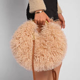 Load image into Gallery viewer, Women's Fashion Long Fur Wool Bag beach Faux Wool Fur Shoulder Bag Ladies Faux Furs Handbag Luxury Mongolian Sheep Fur Bags