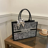 Load image into Gallery viewer, Luxury Elegant Women Tote Bag Embroid Bouquet Pattern PU Leather Tote Bag Letter Scarf Handbag for Commute Shopping