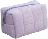 Load image into Gallery viewer, Soft Plush Quilted Cosmetic Bag Portable Zipper Makeup Organizer Cute Travel Toiletry Pouch for Women Girls