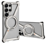 Load image into Gallery viewer, Oatsbasf Metal Frameless Phone Case for Samsung Galaxy S25 S24 Ultra with Stand 360° Rotation Magsafe Bumper Protective Cover