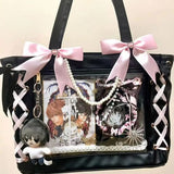 Load image into Gallery viewer, New Japanese Cute Sweet Ribbon Ita Bag Lolita Girls Transparent Handbags Fashion Large Capacity Tote Bag Aesthetic Shoulder Bags