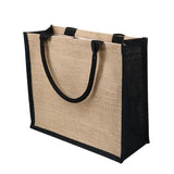 Load image into Gallery viewer, Custom Logo Natural Black Jute Bag Hessian Shopper Tote Bags With Strong Handles